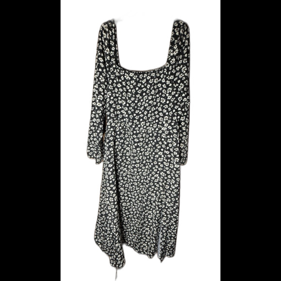 SHEIN curve 2xl ditsy floral square neck slit hem bishop sleeve dress - Picture 1 of 4
